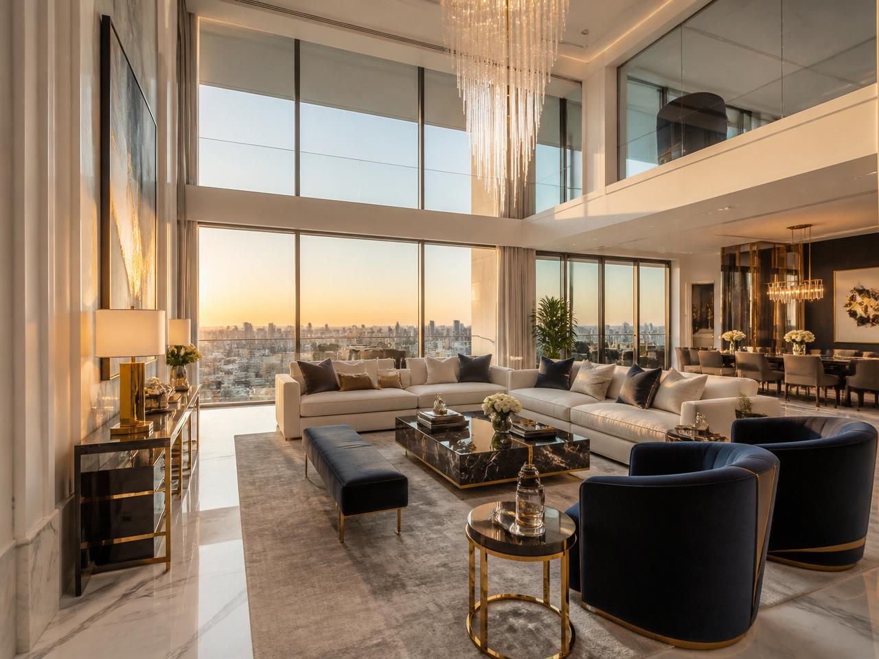 Luxurious 3 BHK living room interior at Golden Valley